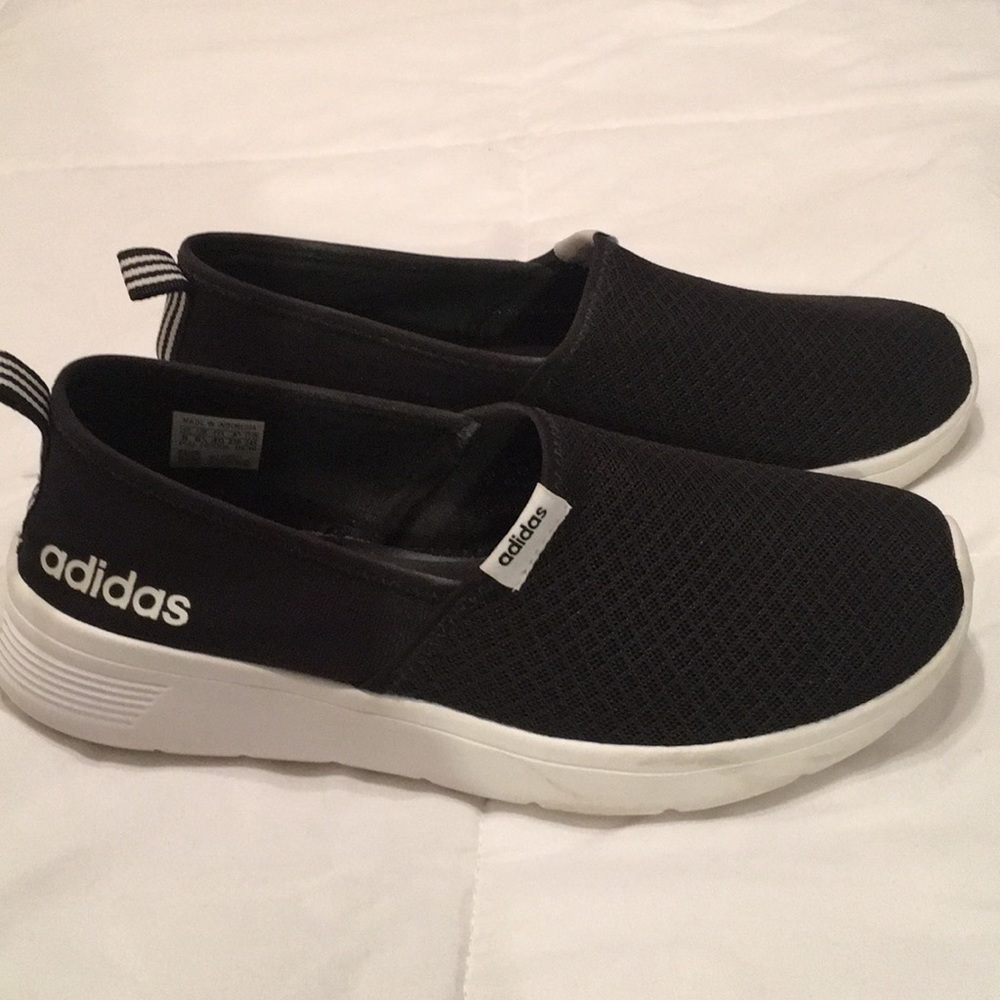Adidas black slip on tennis shoes sz 8